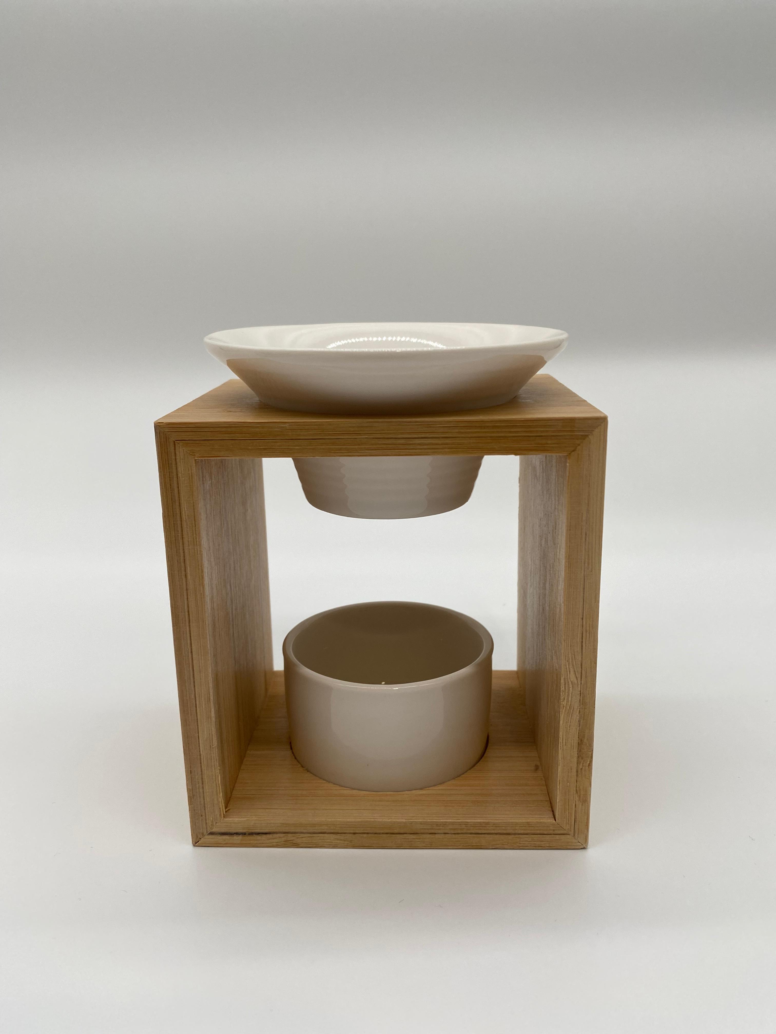 Brûleur blanc avec support en Bambou