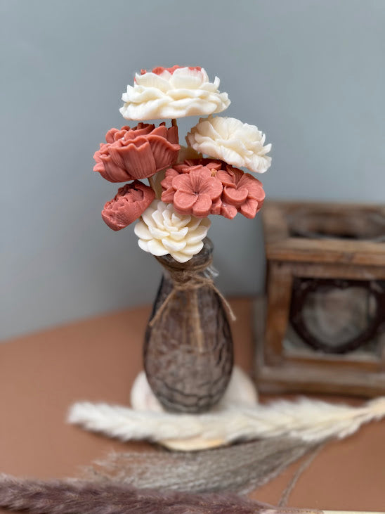 Bouquet Fleurs de cires "CHALEUREUX"