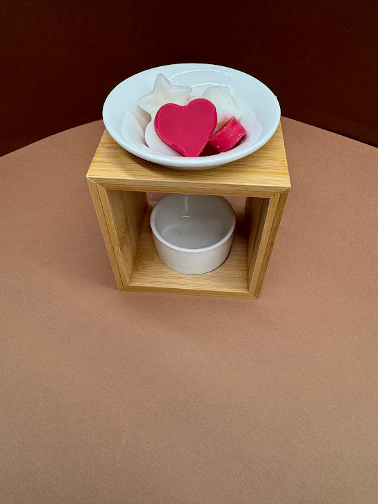 Brûleur blanc avec support en Bambou