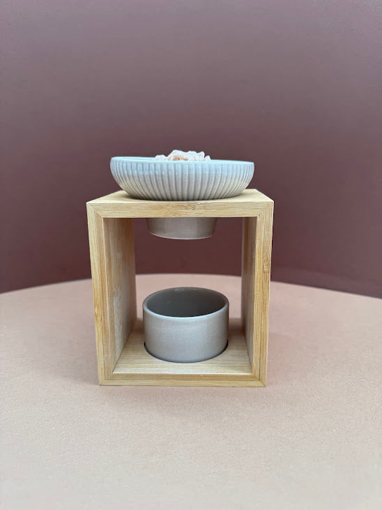 Brûleur beige avec support en Bambou