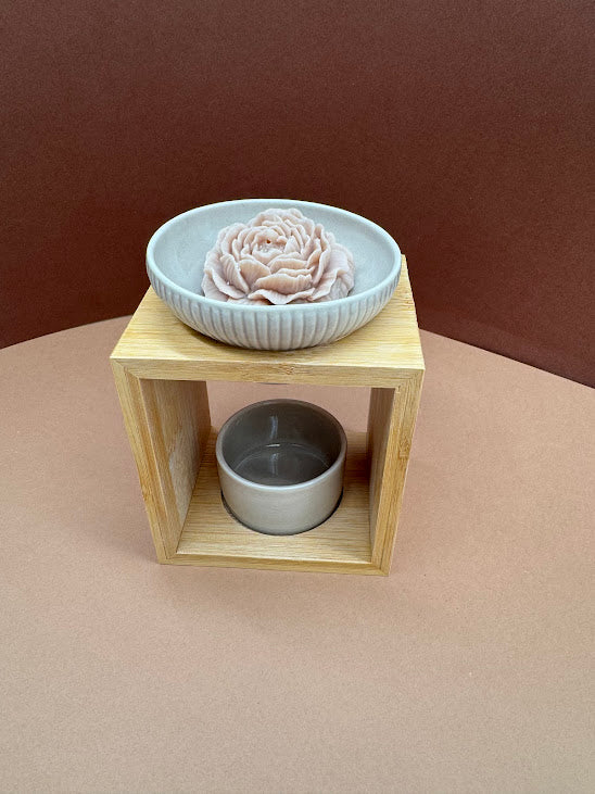 Brûleur beige avec support en Bambou