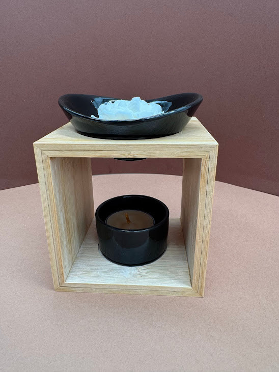 Brûleur Noir avec support Bambou