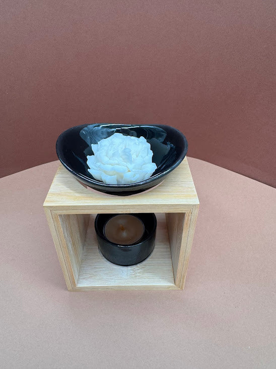 Brûleur Noir avec support Bambou