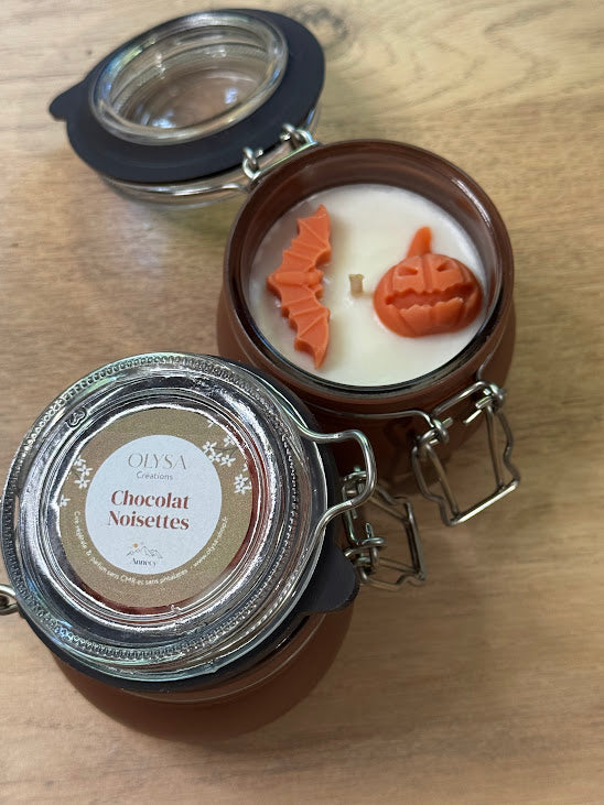 Bougie chaudron Halloween Chocolat-Noisettes
