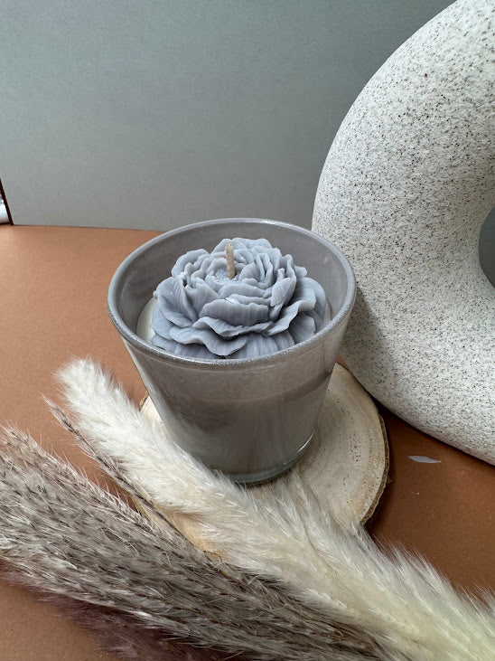 Bougie contenant  "ROSE BLEUTE"